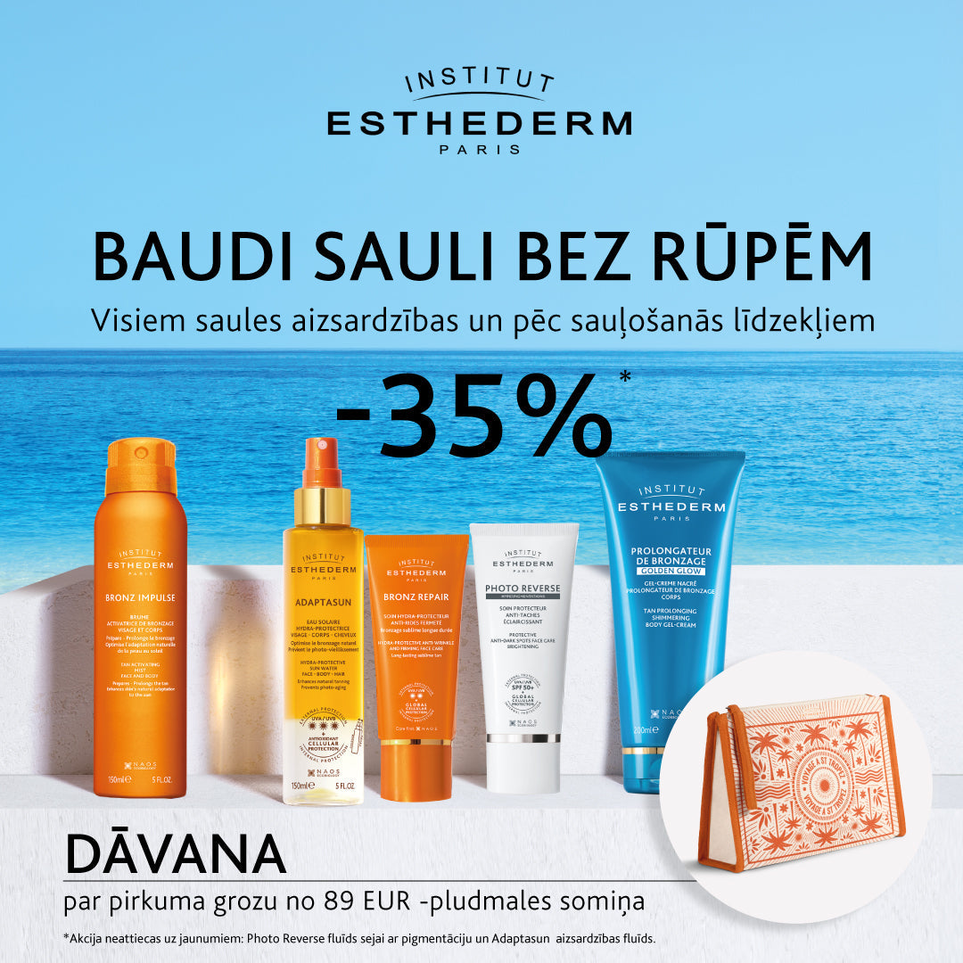 Institut Esthederm saules aizsardzības un pēc sauļošanās līdzekļiem -35%
