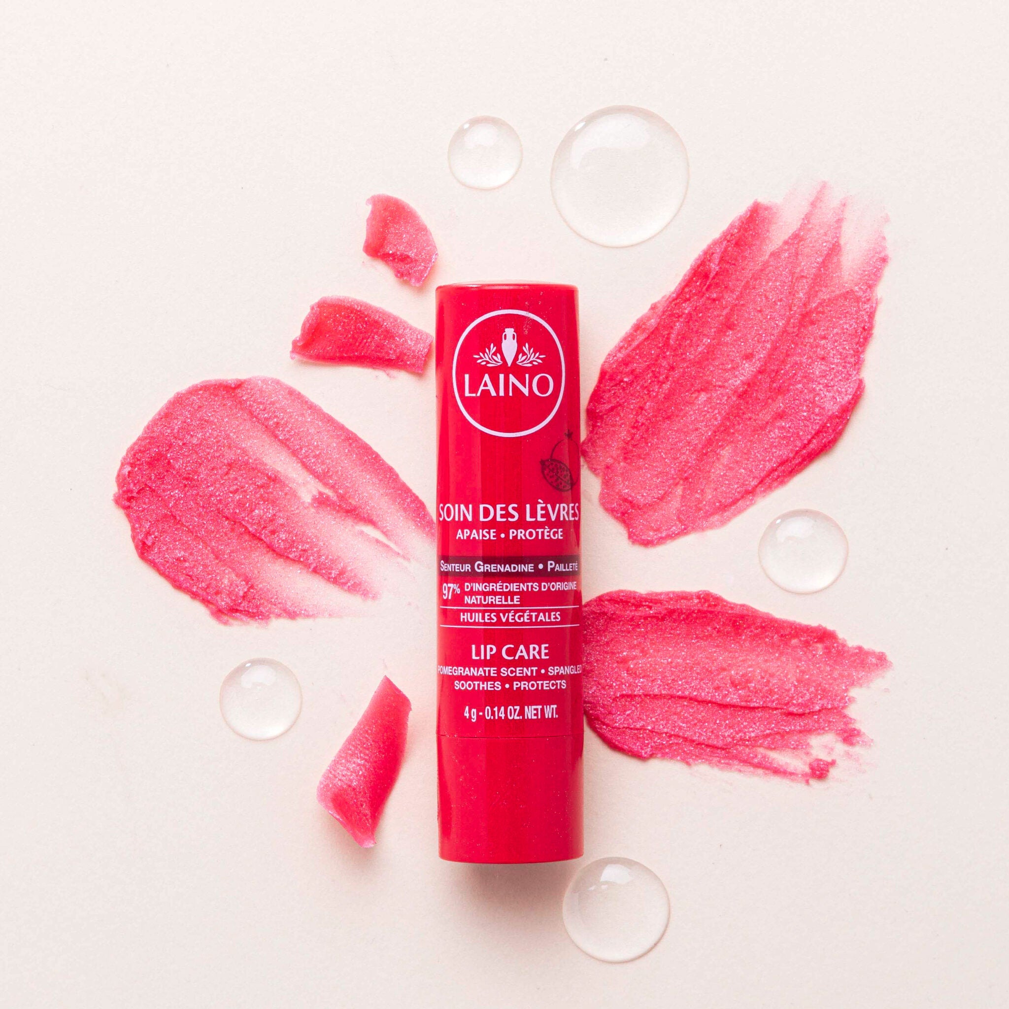 LAINO Granātābolu lūpu balzams ar spīdumiem 4g