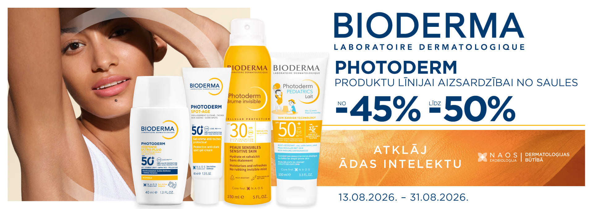 Photoderm līnijas akcija “Pagarini vasaru” ar atlaidi “No -45% līdz -50%”