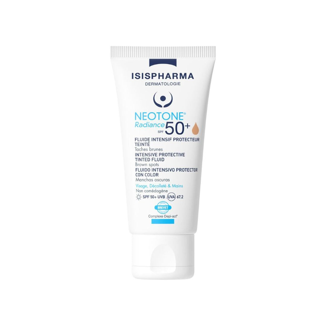 ISISPHARMA NEOTONE Radiance SPF50+ tinted tonēts aizsargfluīds pigmentācijai 30ml